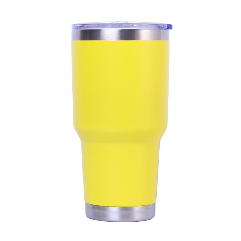 Custom Logo Powder Coated Metal Cup Double Wall Vacuum Insulated Stainless Steel 20 Oz 30 Oz Car Tumbler Cup Travel Coffee Mug
