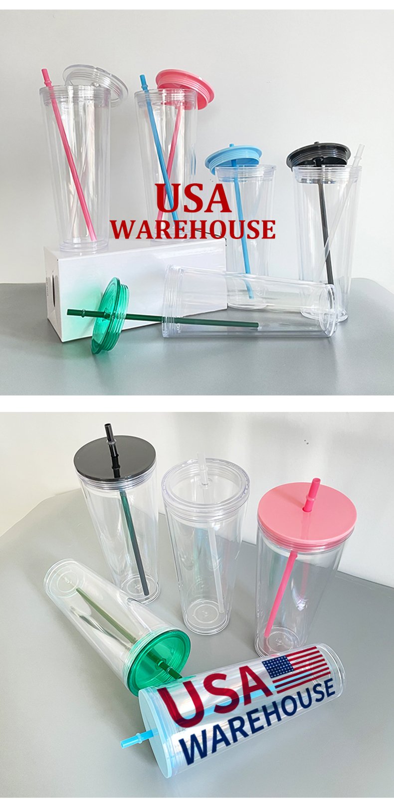 RTS Color Jelly 16 Oz Children's Acrylic Can With Lid And Straw Clear Plastic Cup-Shaped Drink For UV DTF Packaging