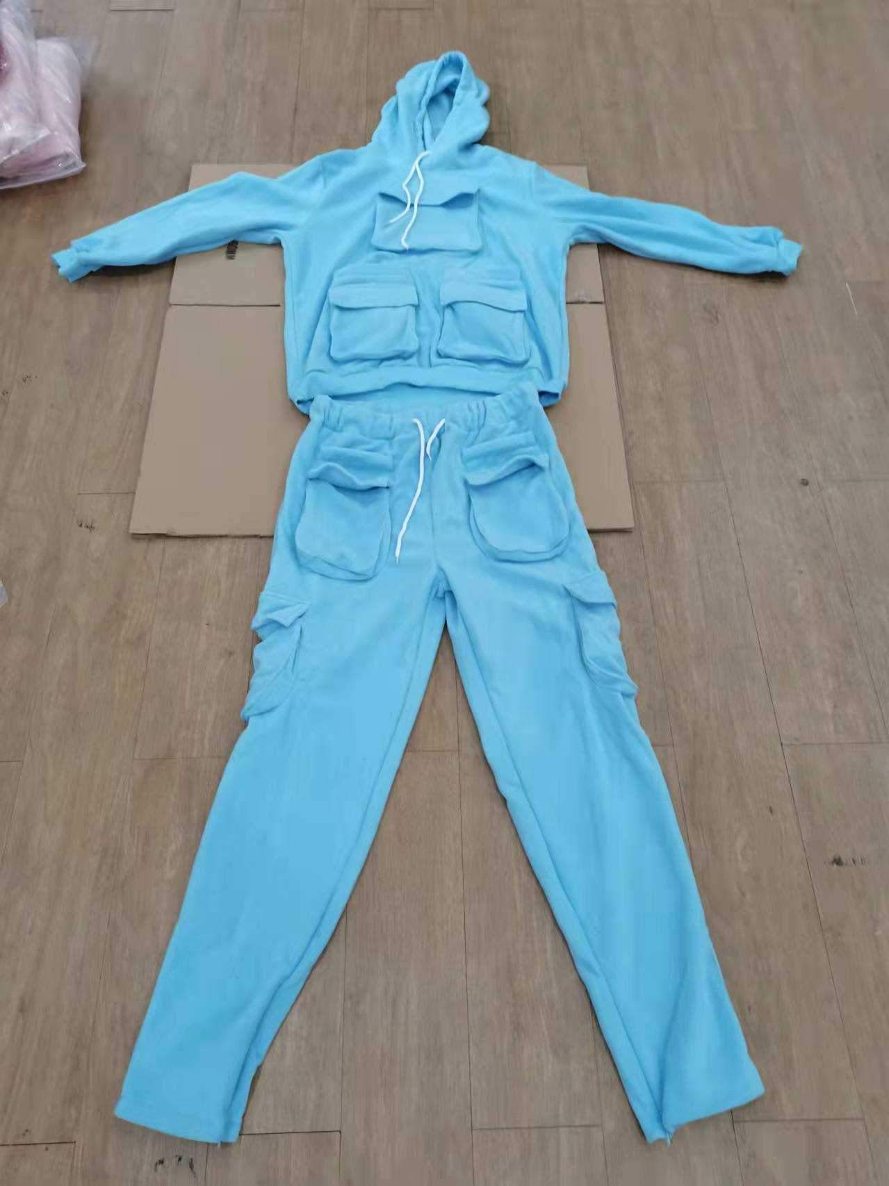 Top Fashion Multi-Pocket Autumn Clothing Men's Two-Piece Suit Hoodie Suit Sportswear Jogging Clothes Men's Sportswear Street Clothing