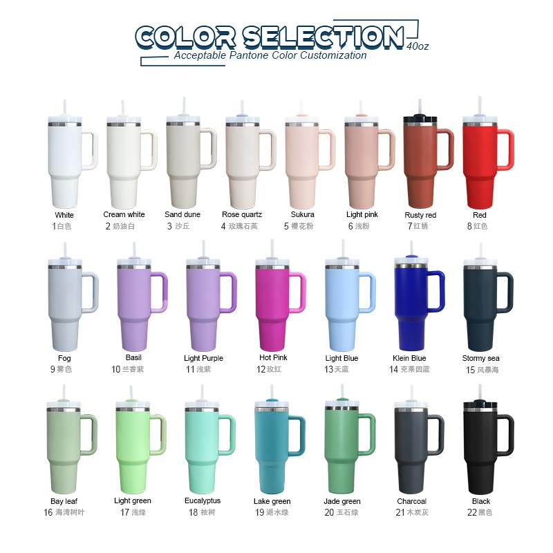 2025 Free Sample Travel Mug Stainless Steel Double Wall Vacuum Insulated Custom Coffee Cup 40 Oz Tumbler With Handle