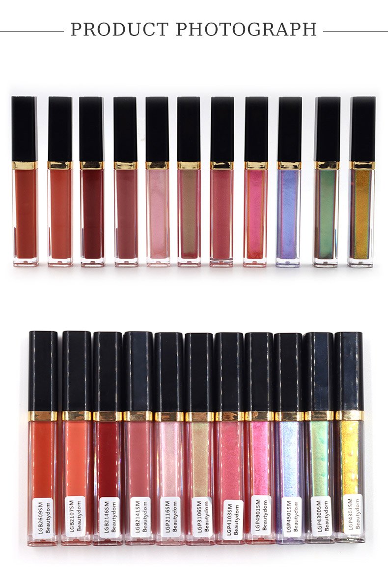 Custom Long Lasting Waterproof Glitter Lip Gloss Cosmetic Lip Gloss Wholesale Vegetarian Liquid Lip Gloss