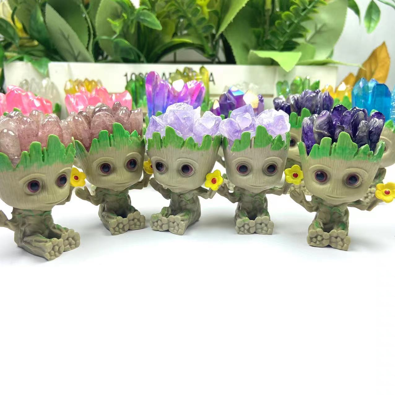 Hot Sale Natural Crystal Chip Crafts Groot Halo Crystal Crafts Home Decoration Gifts