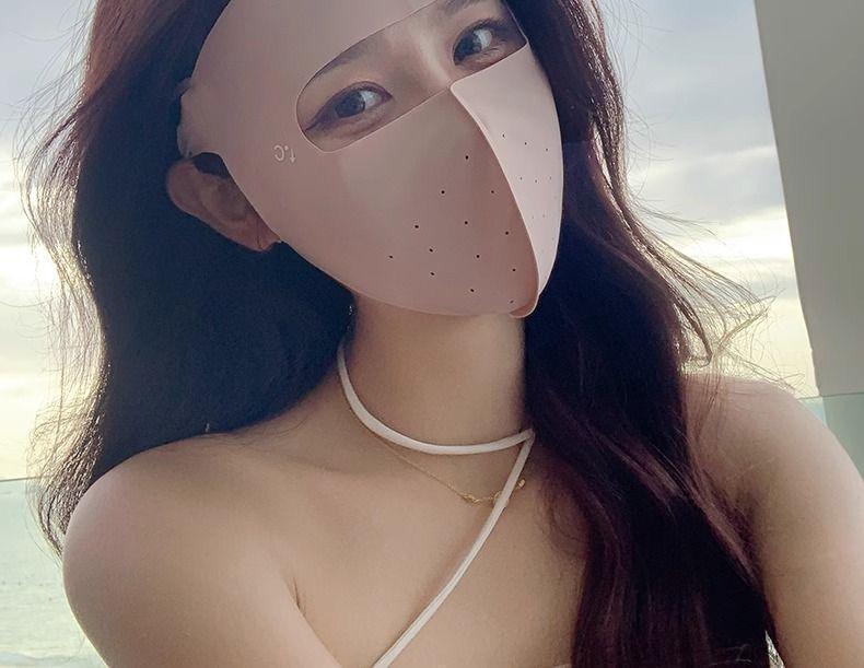 Women's Summer 'ice Silk' Full Face UV Protection Sunscreen Mask Non-traceable Breathable Thin Sunshade Veil Comfortable Daily Use