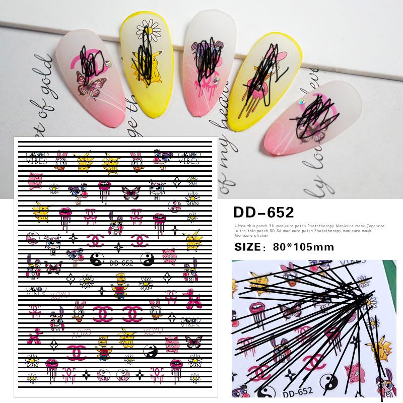 Popular 3D Designer Nail Stickers Luxury Brand Logo Nail Art Decal