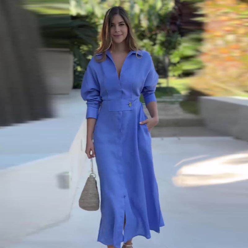 2024 Trendy Autumn New Women's European And American Women's Shirt Dress Long Sleeve Shirt Dress Women's Clothing