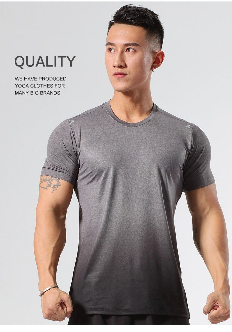 Quick Drying Four-way Stretch T-shirt Sports Top Sports Gradient Regular Suitable For Jogger Man Technical Shirt