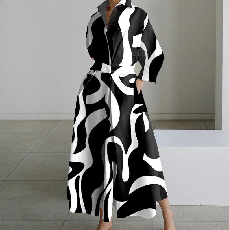 S-2XL Autumn Long Sleeve Dot Print Elegant Maxi Women's Casual V-neck Shirt Party Long Dress Nightdress Women