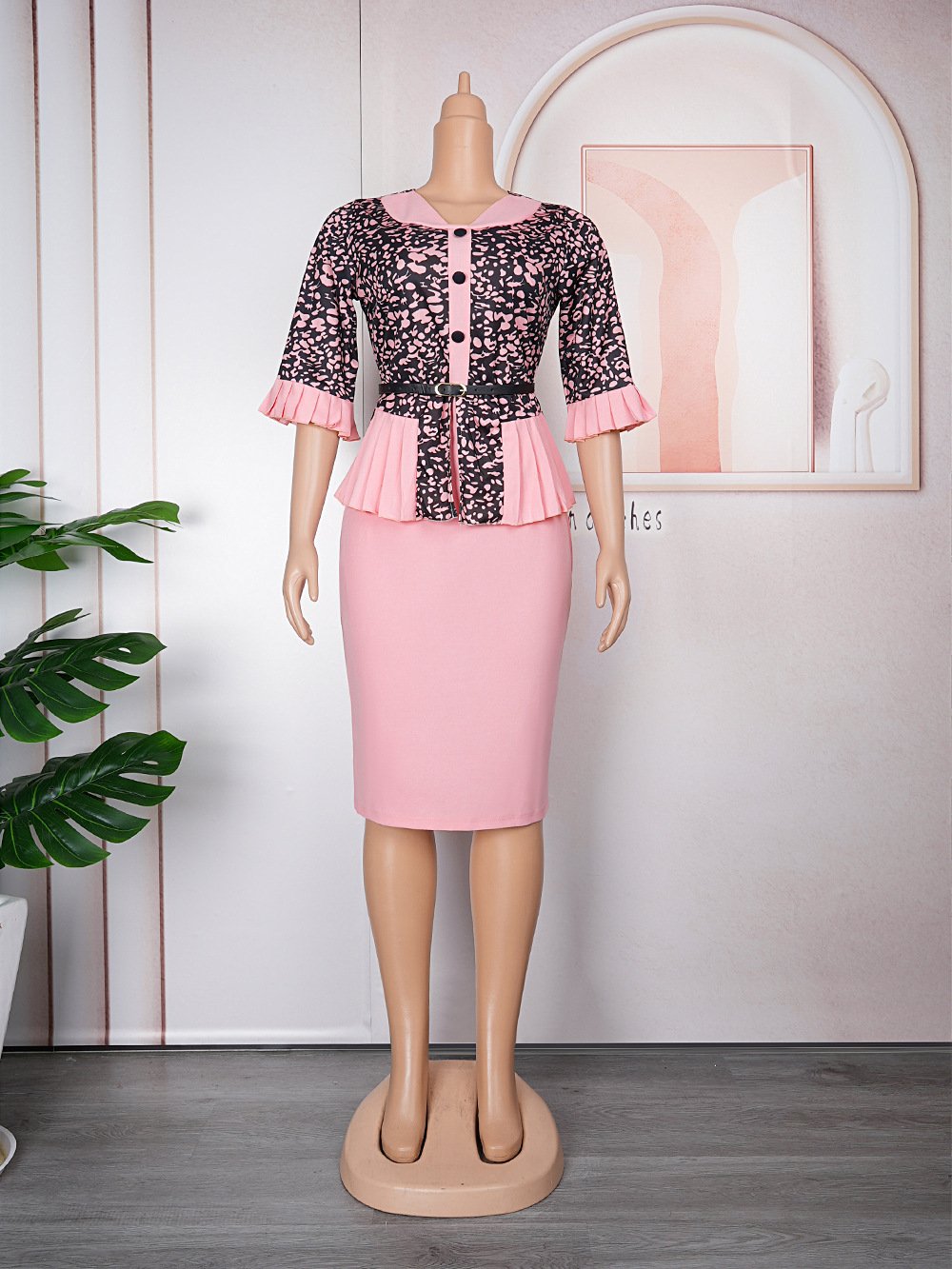 Mediocre Printed Floral OL Office Dress African New Fashion Style Super Elegant Plus Size Women's Clothing K0358