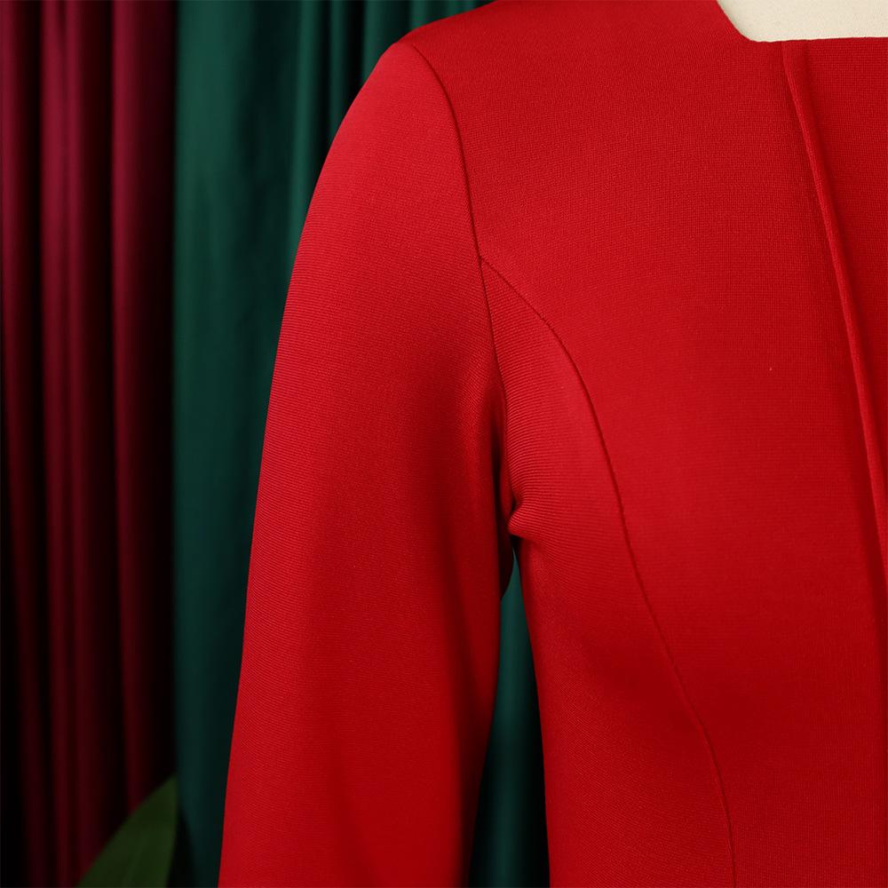 D444 Latest Design Autumn Dress Women Casual Long Sleeve Elegant Ruffled Ladies Office Dress Women Formal Work Career Dress