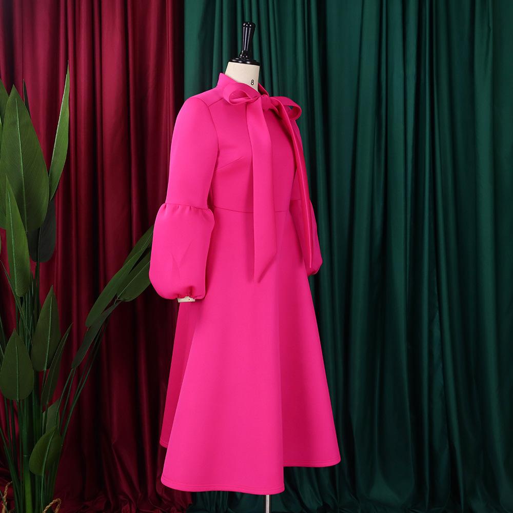 New Women's Elegant Elegant Women's Puff Cuff Large Skirt High Waist Women's Office Dress