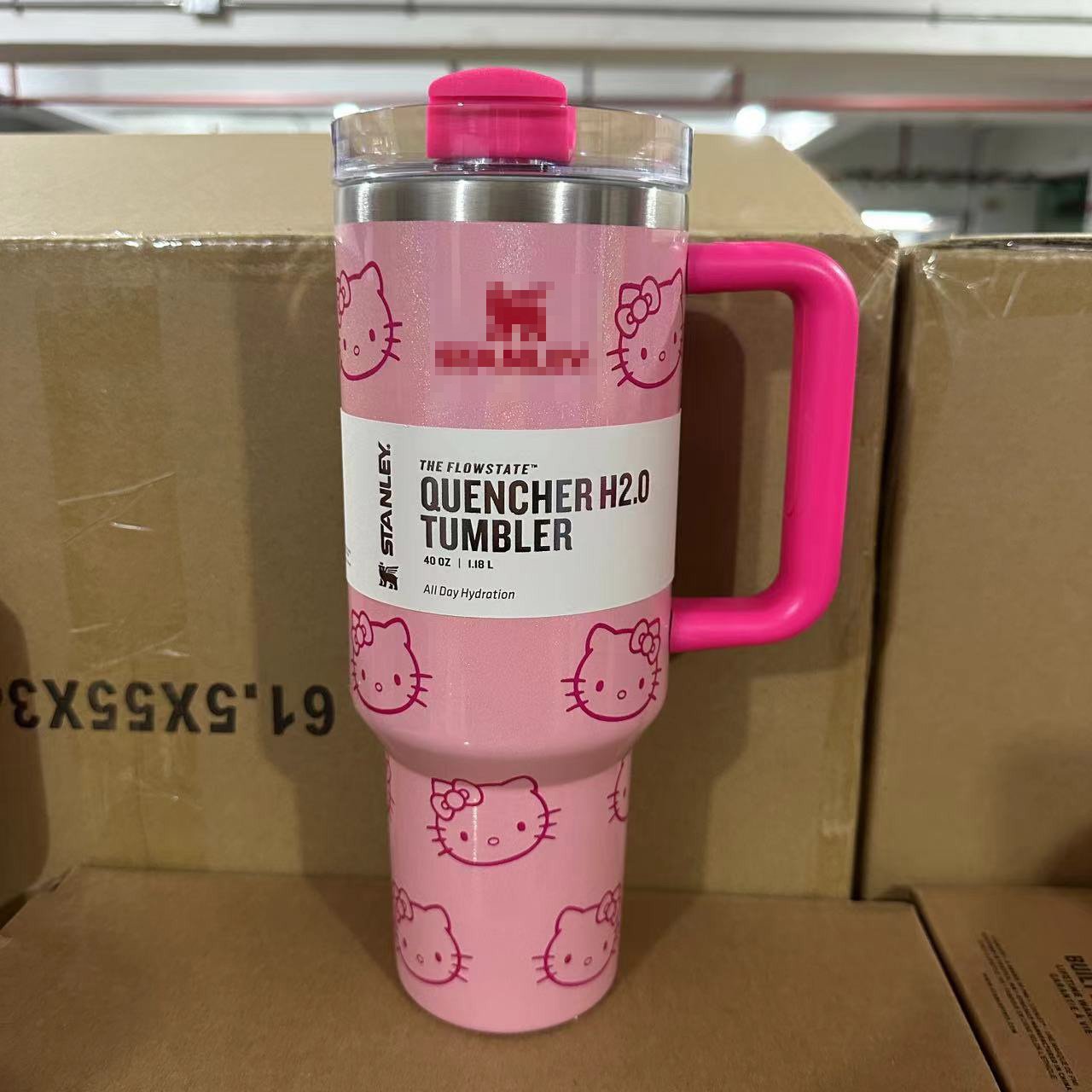 40 Oz KT Cat Print Tumbler Cartoon Water Cup Straw 304 Stainless Steel Double Wall Vacuum Insulated Logo Coffee Travel