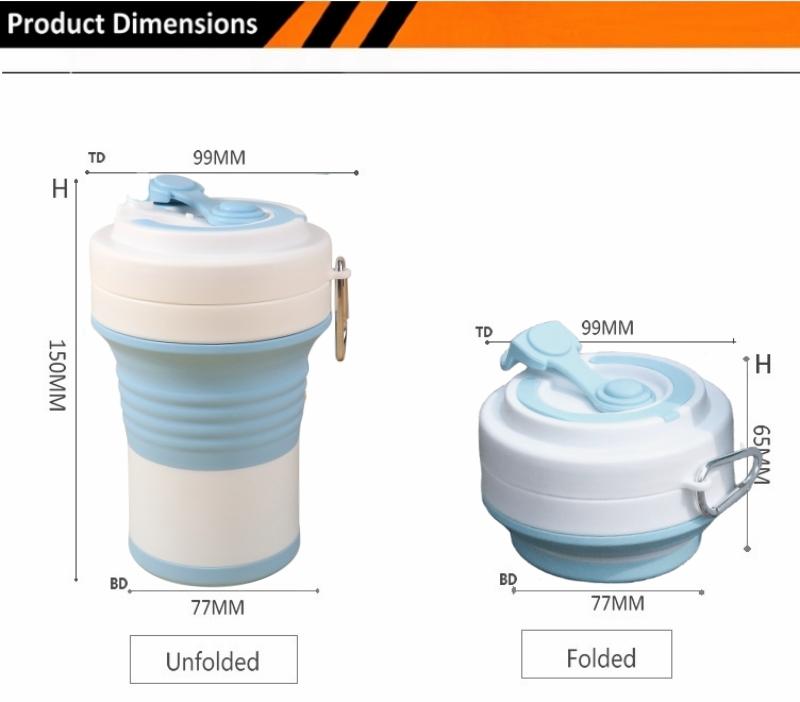 Customized Portable Eco Foldable 16 Oz 350 Ml 450 Ml 500 Ml 550 Ml Outdoor Travel Reusable Silicone Foldable Foldable Coffee Cup Mug