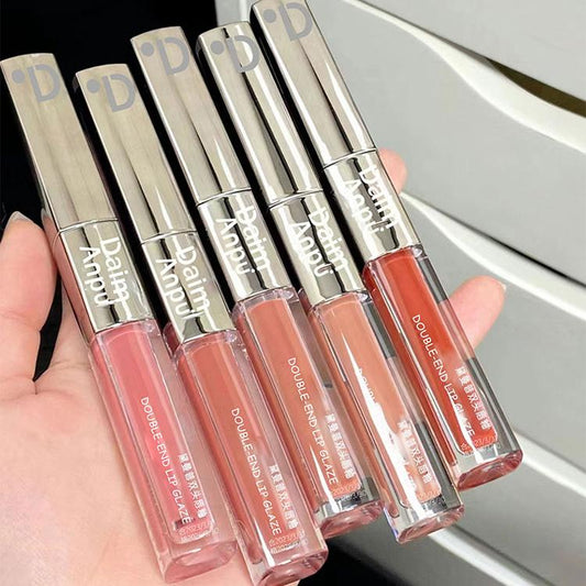 New Double Lip Glaze Moisturizing Whitening Lip Gloss Matte Solid Color Non-stick Jelly Cup Multi-color Cosmetic Lip Gloss