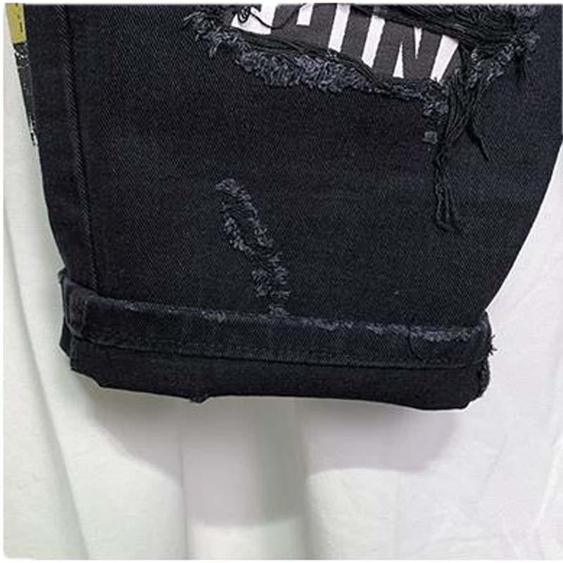 Fashion Custom Black Denim Short Ripped Casual Slim Fit Jeans Shorts For Men