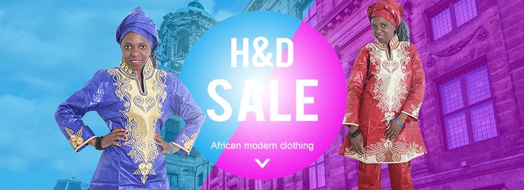 Custom Summer Office Dress Suit Bubble Sleeves H & D African Women Embroidered Slim Fit Suit 2 Piece Set