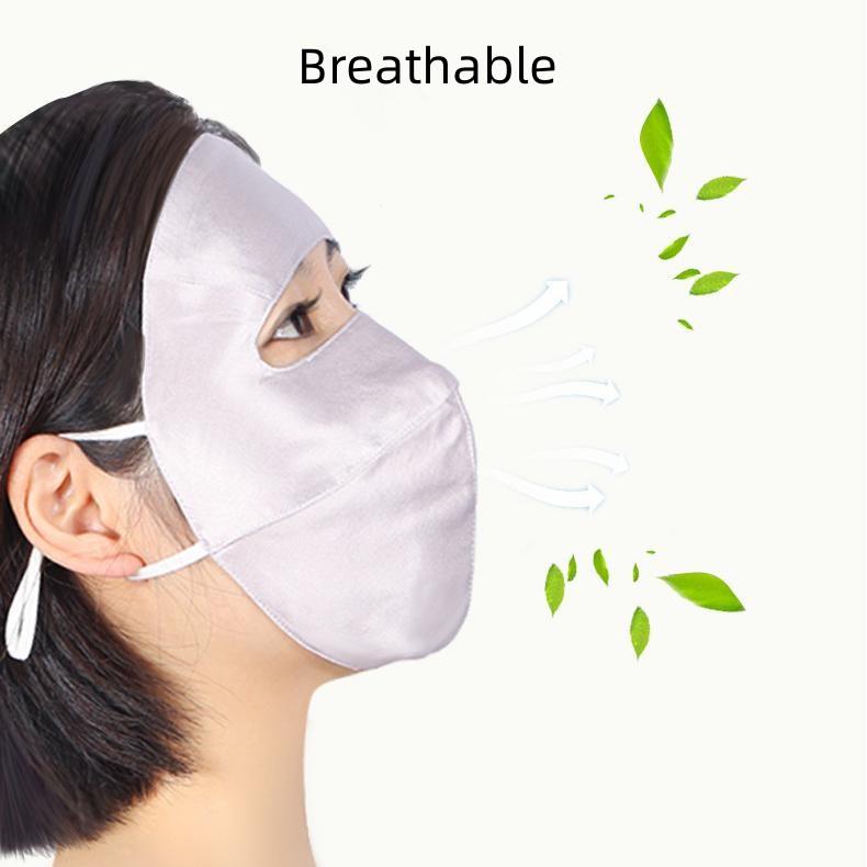 Wholesale Summer Sunscreen 19mm UV Mask 100% Mulberry Silk Sunscreen Veil Breathable Full Mask