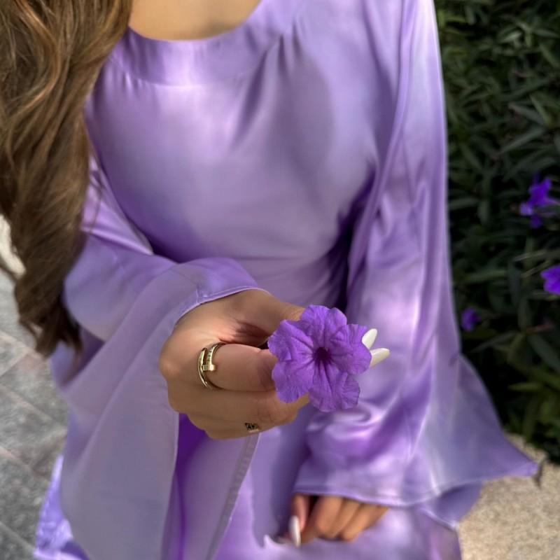 2024 Silk Satin Poncho Long Sleeve Loose Muslim Gown Luxury Kaftan Fashion Elegant Women Abaya Maxi Women's Dress