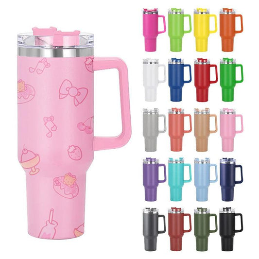 Stanley Cup 40 Oz Custom Logo Stainless Steel Tumbler Travel Mug With Handle, Hello Kitty Cup