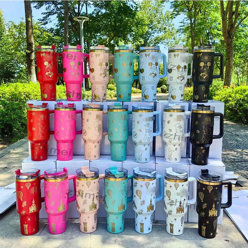 Wholesale Custom Cartoon Logo Cup 40 Oz Outdoor Portable Travel Mug 304 Stainless Steel Insulated Tumbler 40 Oz With Handle