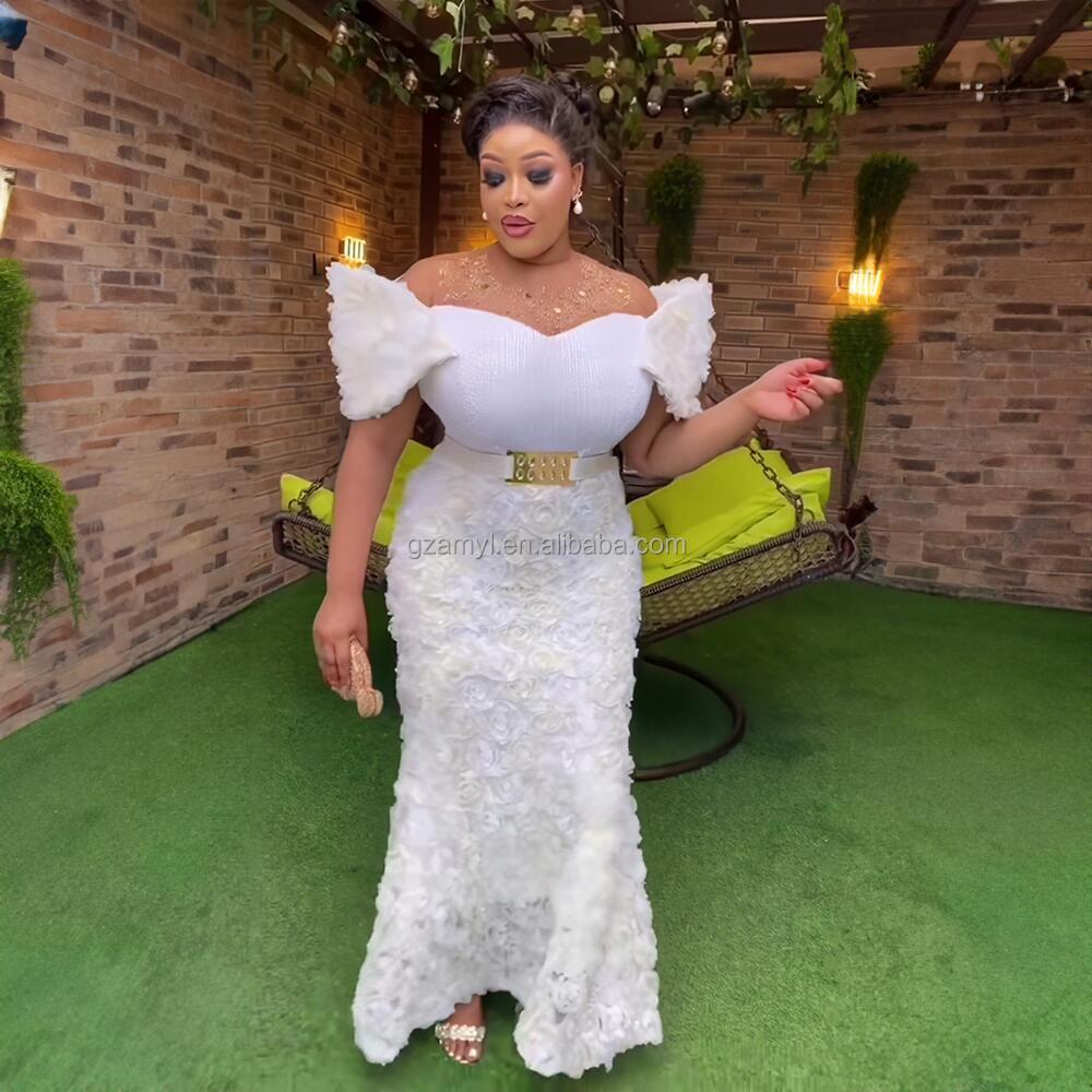New Rhinestone Sequins African Costume Church Women Women's Dress Embroidery African Design Dress Mesh Women's Dress Women's Dress