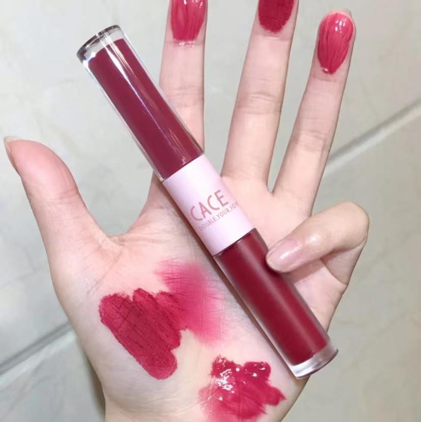 Double Lip Gloss Same Color Matte Gloss Velvet Sexy Red Liquid Lipstick Lip Gloss Lasting Lip Glaze Makeup