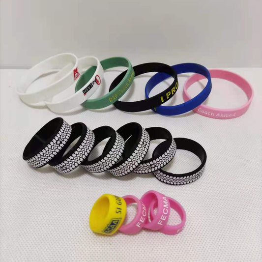 1 Inch Wide Red Silicone Rubber Printed Embossed Silicone Wristband, Ring Mini Silicone Bracelet Bracelet