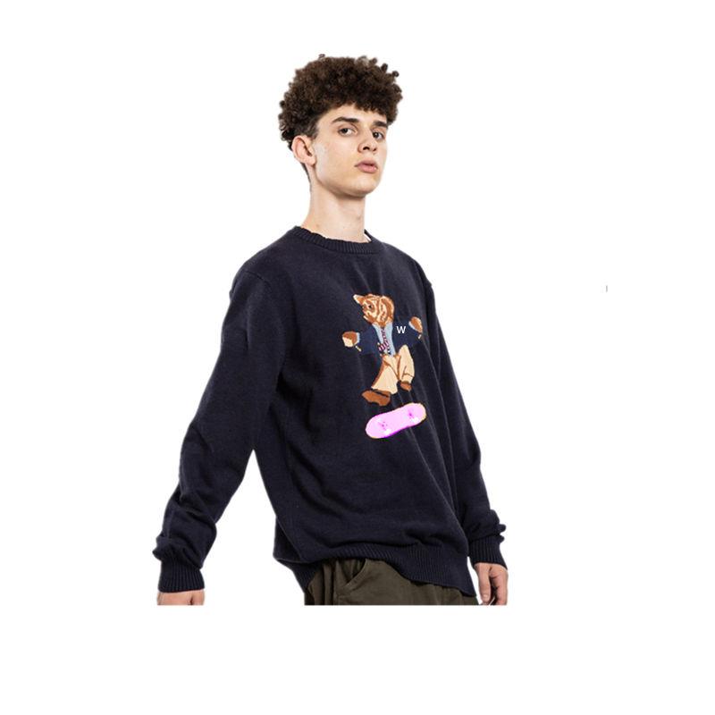 Custom High Quality Winter Crewneck Jacquard Pullover Knitted Shirt Cotton Men Pullover Sweater