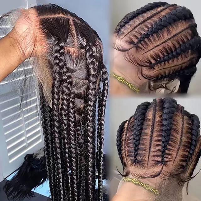 Wig factory wholesale 100% human hair braid hair full lace hand woven human hair wig set