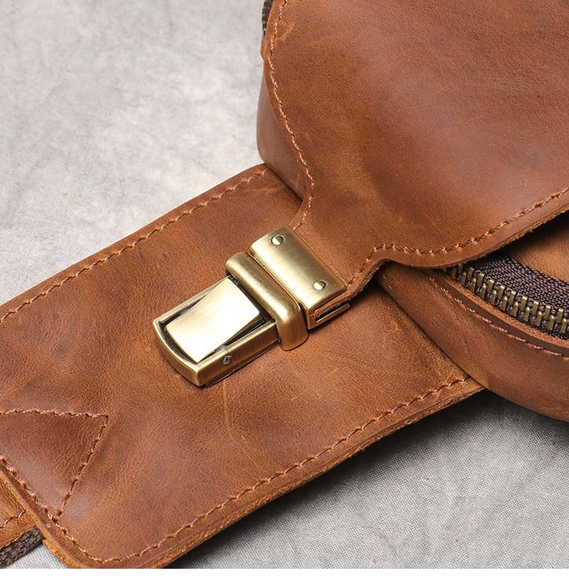 New Crazy Horse Show Leather Chest Bag Retro Genuine Leather Men's Bag Retro Casual Shoulder Bag Suitable For 7.9-inch IPad