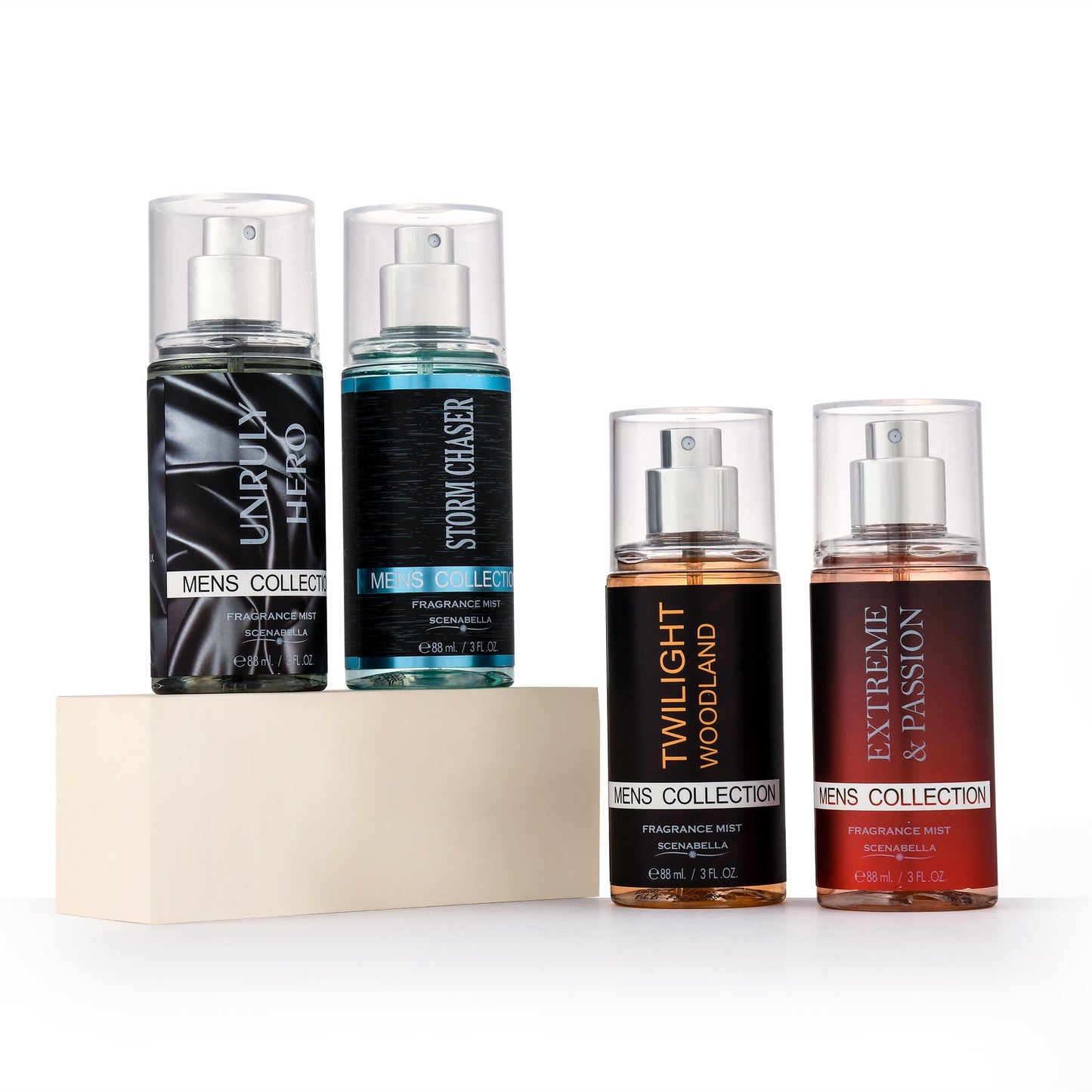 Scenabella Brand Hot Sale Travel Mini Perfume Suit 88 Ml Floral Wooden Spicy Fruit Fragrant Men Body Splash Body Spray Collection