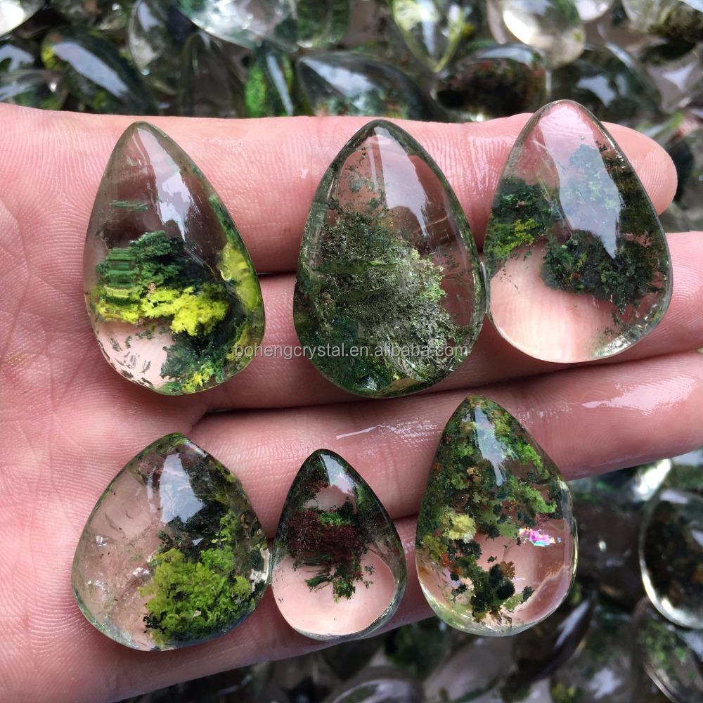 Wholesale Rare Natural Beautiful Green Ghost Phantom Quartz Water Drop Crystal Pendant