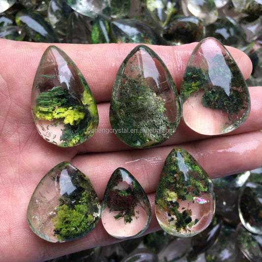 Wholesale Rare Natural Beautiful Green Ghost Phantom Quartz Water Drop Crystal Pendant