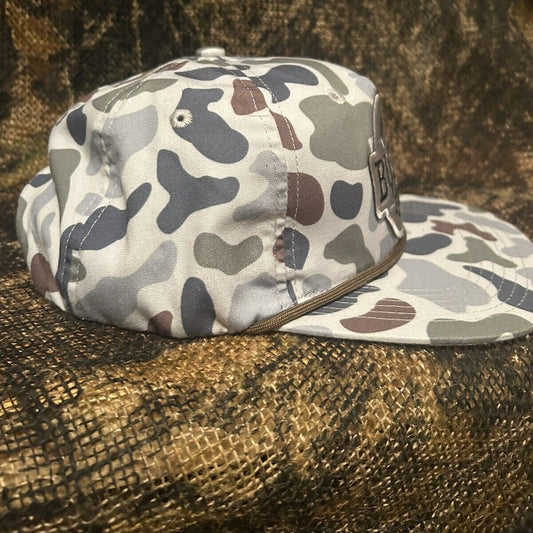 OEM Blank Retro Duck Camouflage Hat Men's Hunting Snapshot Flat Bill Hat Camouflage Trucker Cap Sunshade Hat Rope Snapshot Cap D107
