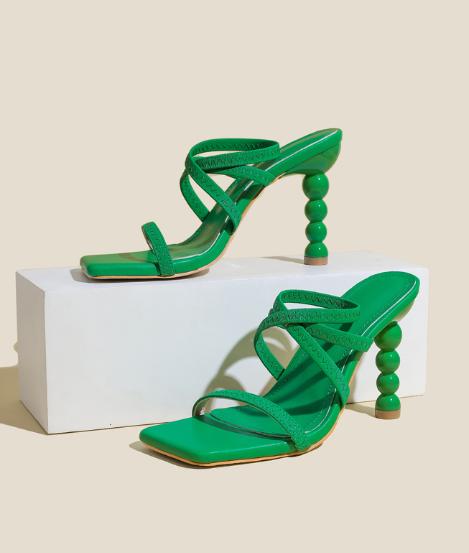 Fashion Hot Sale 2023 New High Heel Shape Heel Elastic Step With Comfortable Sandals Size 35-42