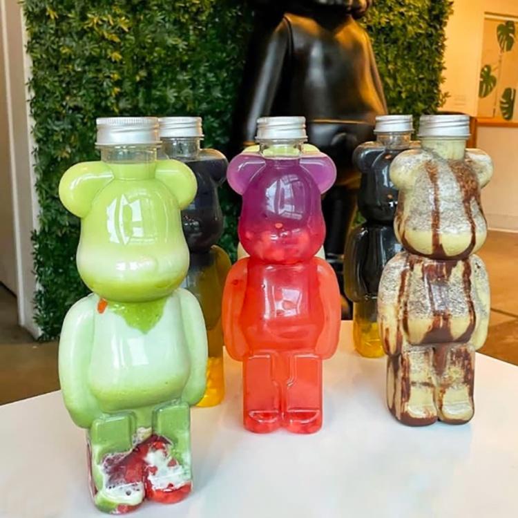 LOKYO Beverage Juice Milk Packaging Bottle Cute Bear Custom Reusable Plastic Foam Tea Cup