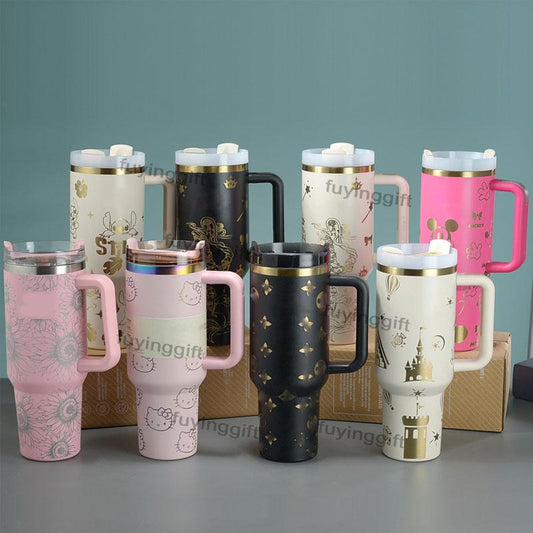 Cheap Wholesale 30 Oz 40 Oz With Straw Cartoon Character Vacuum Hot Stainless Steel Cup 40 Oz With Handle