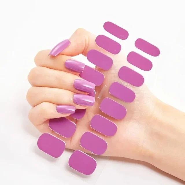 Waterproof Nail Gel Sticker Decal Semi-cured UV Lamp Gel Nail Sticker With UV Lamp, Durable