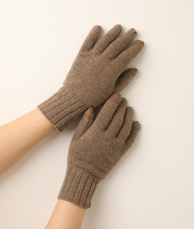 Custom Knitted Cashmere Gloves Factory Wholesale Winter Plain Touch Screen Warm Men's Full Finger Gloves