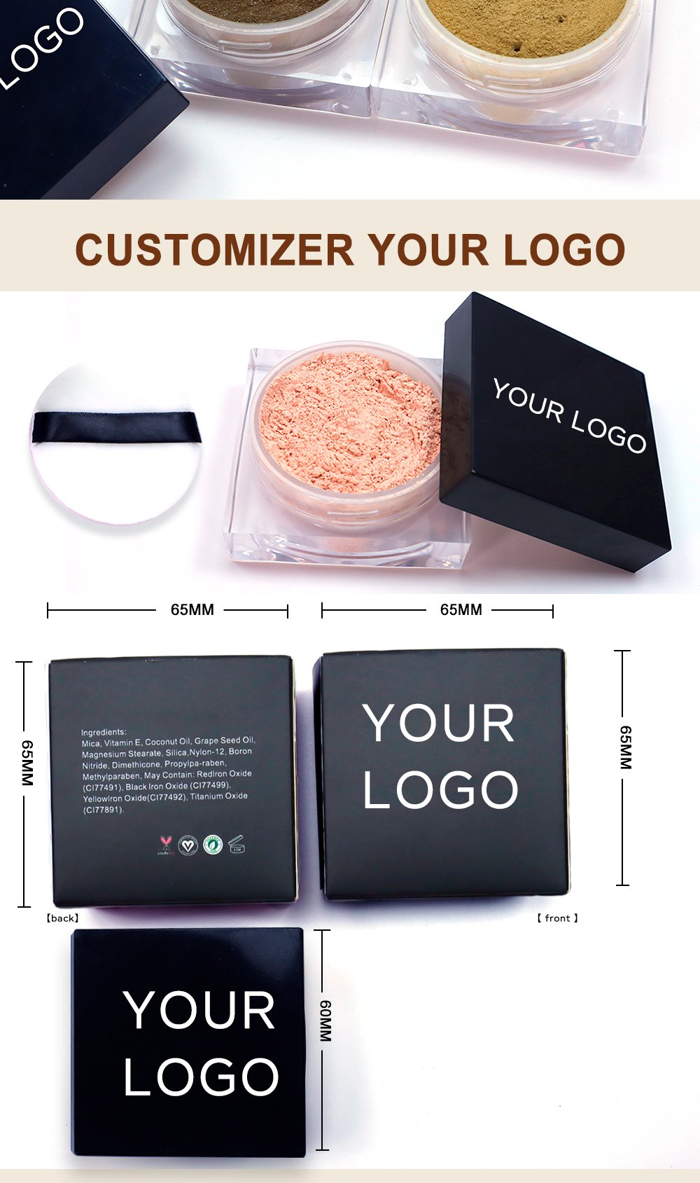 Low MOQ Matte Waterproof Cosmetic Makeup Private Label Vegetarian Pink Loose Style Powder