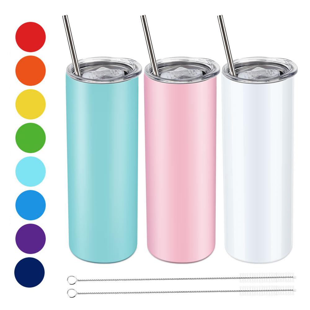 Wholesale Custom Logo 20 Oz Double Wall Stainless Steel Travel Mug Insulated Straight Thin Tumbler Cup Bulk