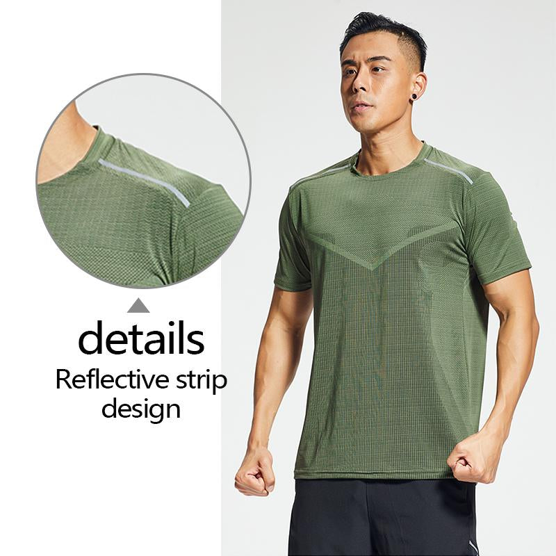 Light Fit Printed Short Sleeve High Stretch Running Top Training Gym T-shirt For Men