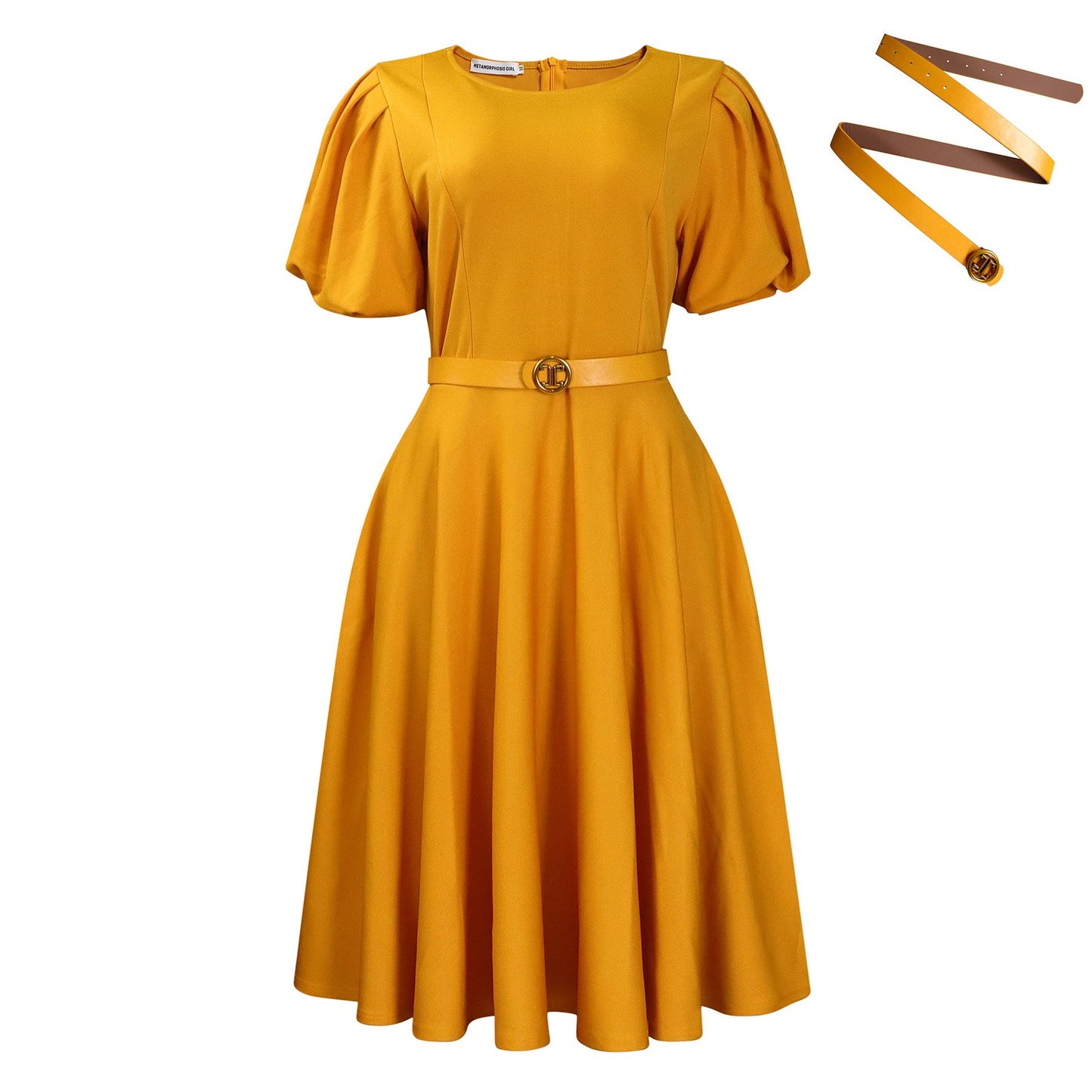 Latest Design Professional Clothing Women Casual Elegant O Collar Powder Puff Sleeves First Line Women Office Clothing Church Women's Clothing