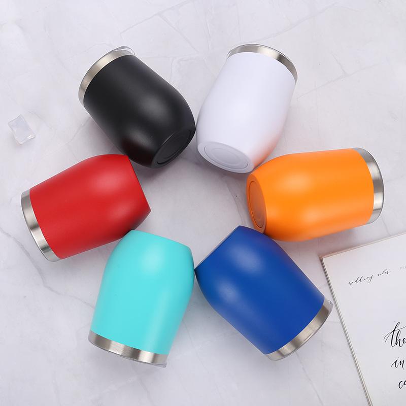 OEM/ODM 12oz Egg Shape Double Wall Stainless Steel Vacuum Cup Hot Travel Coffee Wine Cup Insulated Wine Cup