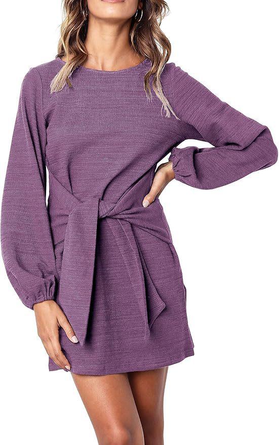 High Quality Elastic Knitted Material Lantern Sleeves Business Office New Dress Design Girls Elegant Women's Clothing