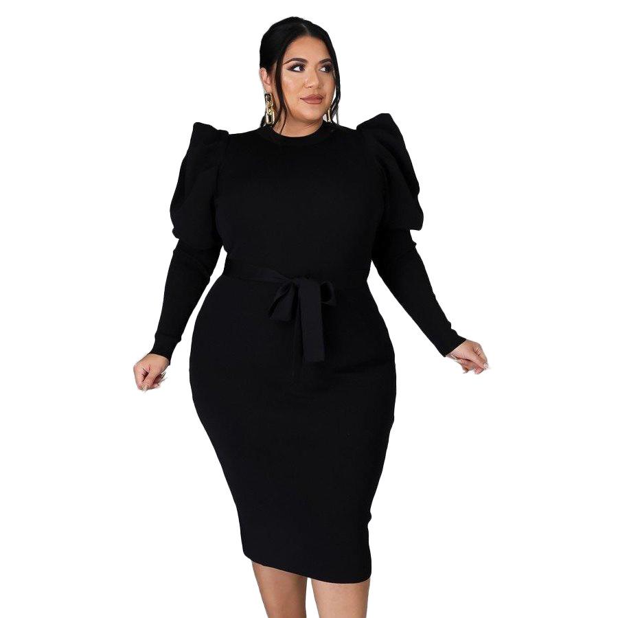 2021 Women's Long Sleeve Casual Tights Plus Size Dress Women's Clothing Plus Size Women's Dress