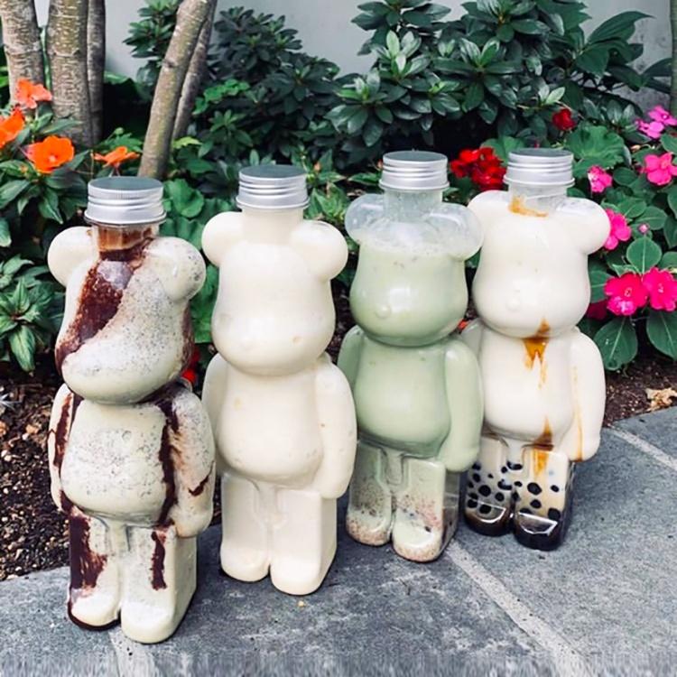 LOKYO Beverage Juice Milk Packaging Bottle Cute Bear Custom Reusable Plastic Foam Tea Cup