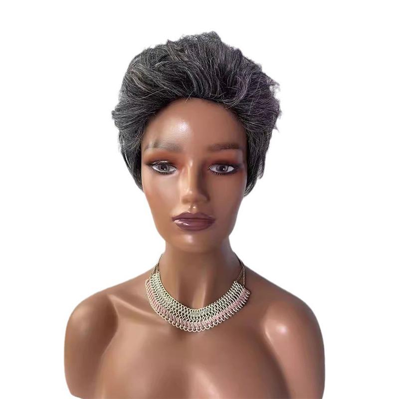 European And American Best-selling Short Hair Real Hair Middle-aged White Wig Suit Cover White Hair Daily Life