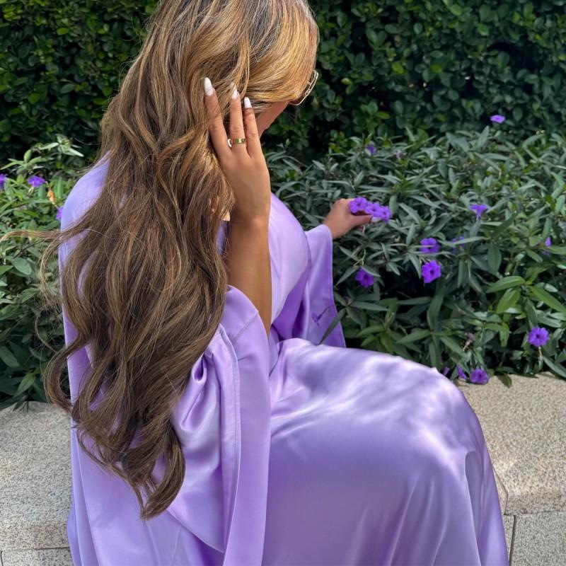 2024 Silk Satin Poncho Long Sleeve Loose Muslim Gown Luxury Kaftan Fashion Elegant Women Abaya Maxi Women's Dress