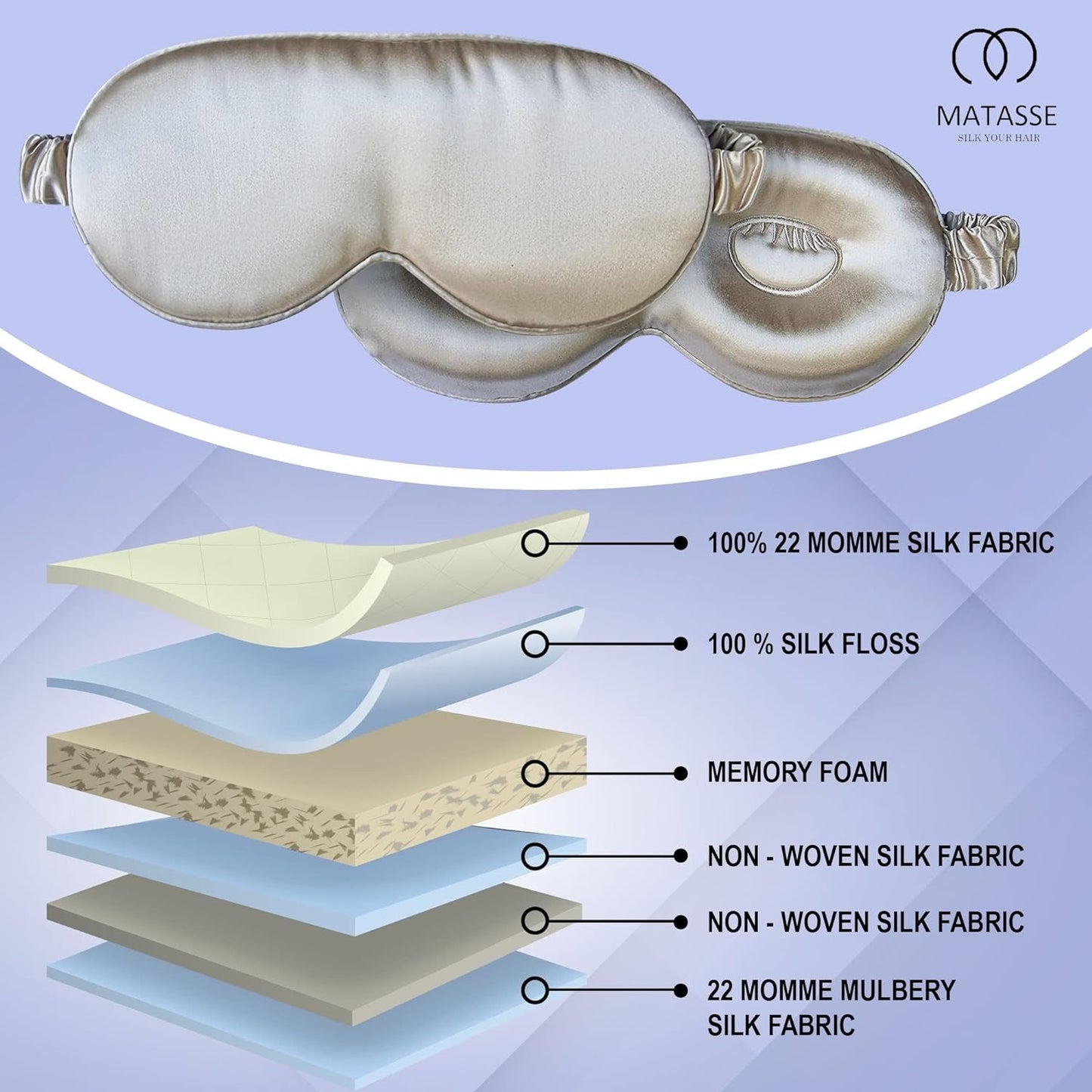 22 Momme 100% Silk Eye Mask With Adjustable Strap 3D Contour Sleep Eye Mask Silk Eye Mask Accessories