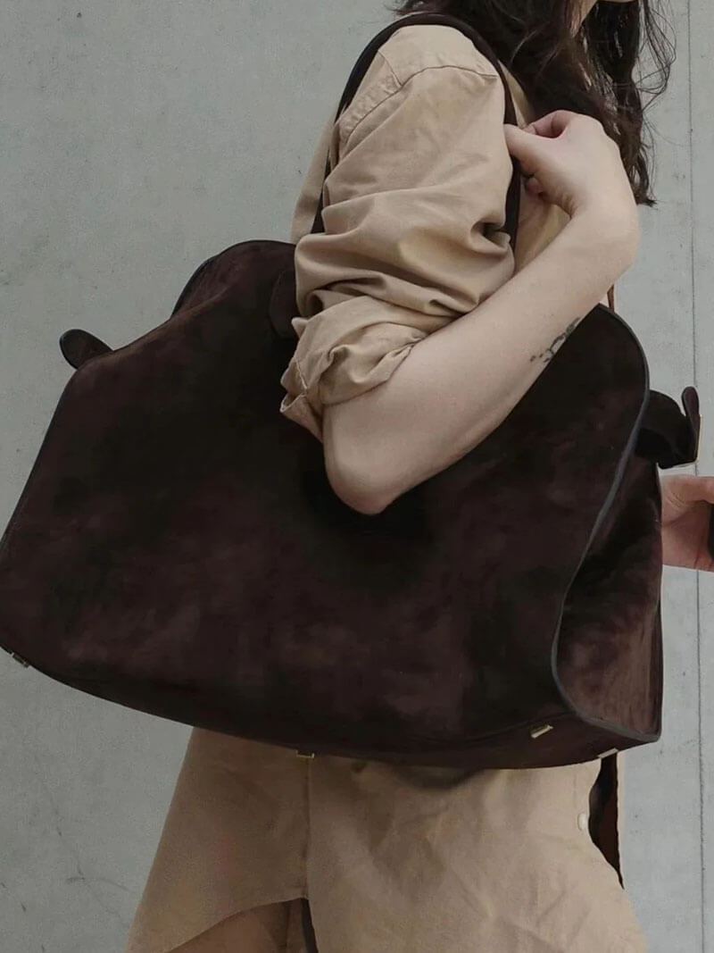 Custom Luxury Women Travel Handbag Leather Large Capacity Retro Women Suede Handbag Shoulder Bag